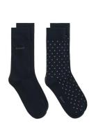 Dot And Solid Socks 2-Pack Underwear Socks Regular Socks Navy GANT
