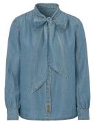 Denise Denim Blouse Tops Shirts Long-sleeved Blue Newhouse