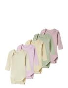 Nbnbody 5P Ls Solid Rib Noos Bodies Long-sleeved Pink Name It