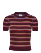 Mini Knitted Top Tops T-shirts & Tops Short-sleeved Burgundy Monki