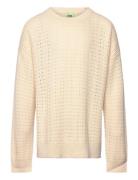 Structure Sweater Tops Knitwear Pullovers Cream FUB