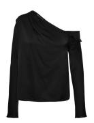 Cora Silk Blouse Tops Blouses Long-sleeved Black Ahlvar Gallery