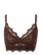 Lace Support Bra Lingerie Bras & Tops Soft Bras Bralette Brown Underst...