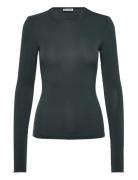 Fitted Long Sleeve Top Tops T-shirts & Tops Long-sleeved Green Weekday