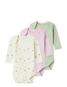 Nbfbody 3P Ls Jet Stream Dot Noos Bodies Long-sleeved Cream Name It