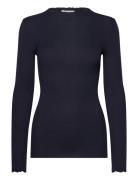 Silk T-Shirt Tops T-shirts & Tops Long-sleeved Navy Rosemunde