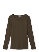 Gertrud Blouse - Cotton Tops T-shirts & Tops Long-sleeved Brown STUDIO...