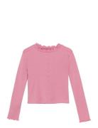 T-Shirt Ls Rib Tops T-shirts Long-sleeved T-shirts Pink Creamie
