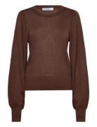 Msliva Metallic Long Sleeve Pullove Tops Knitwear Jumpers Brown Minus