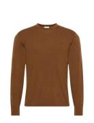Ls 100% Merino Crew 14Gg Tops Knitwear Round Necks Brown Calvin Klein