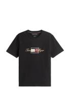 Icon Gold Tee Tops T-shirts Short-sleeved Black Tommy Hilfiger