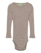 Baby Pointelle Body Bodies Long-sleeved Brown FUB