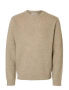 Slhneil Ls Knit Neps Crew Neck Tops Knitwear Round Necks Beige Selecte...