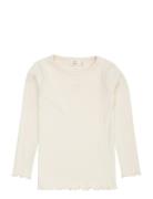 Modal Rib Ls Tee W. Heart Hole Pattern Tops T-shirts Long-sleeved T-sh...