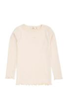 Modal Rib Ls Tee W. Heart Hole Pattern Tops T-shirts Long-sleeved T-sh...