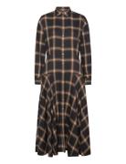 Plaid Twill Paneled Shirtdress Designers Knee-length & Midi Brown Polo...