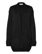 Rwtulip Wool Blend Long Knit Cardig Tops Knitwear Cardigans Black Rose...