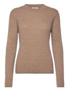 Rwsofia Ls Wool Pointelle Crew Knit Tops Knitwear Jumpers Brown Rosemu...
