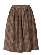 Olga Skirt - Poplin Polvipituinen Hame Brown STUDIO FEDER
