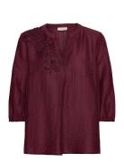 Fqmolla-Blouse Tops Blouses Long-sleeved Burgundy FREE/QUENT