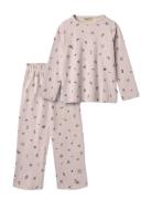 Nightwear Picoting Mila Pyjamasetti Pyjama Pink Wheat