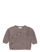 Merino Baby Cross-Over Cardigan In Garter Stitch Tops Knitwear Cardiga...