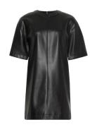 Faux Leather T-Shirt Mini Dress Lyhyt Mekko Black Calvin Klein Jeans