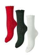 Pcjara Pointelle Socks 3 Pack Mpa Lingerie Socks Regular Socks Red Pie...
