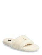 Faux-Shearling Open-Toe Slipper Aamutossut Tohvelit Cream Polo Ralph L...