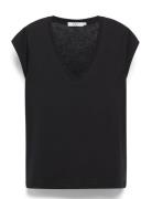 Cc Heart Basic V-Neck T-Shirt Tops T-shirts & Tops Short-sleeved Black...