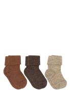 Wool Rib Baby Socks - 3-Pack Sukat Brown Mp Denmark