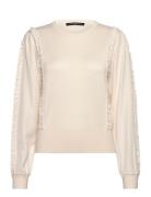 Krista Mix Ruffle Slv Jumper Tops Knitwear Jumpers Cream French Connec...