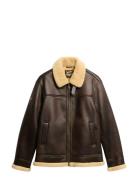 Faux Shearling Aviator Jacket Nahkatakki Brown Superdry