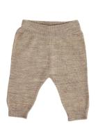 Pants, Flat Knit Merino Wool, Brown Bottoms Trousers Beige Smallstuff