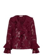 Floretta Blouse Tops Blouses Long-sleeved Burgundy A-View