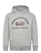 Printed Graphic Hoodie Tops Sweat-shirts & Hoodies Hoodies Grey GANT