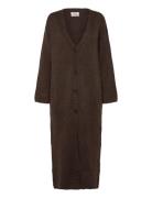 Long Knit V-Neck Cardigan Tops Knitwear Cardigans Brown Monki