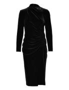 Luxe Velvet-Knit Dress Designers Knee-length & Midi Black Lauren Ralph...