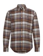 Big Check Flannel Shirt-Classic Fit Designers Shirts Casual Brown Morr...