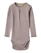 Rib Body L/S Lotta Bodies Long-sleeved Purple Wheat