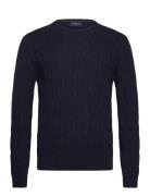 Lw Cable Crew Tops Knitwear Round Necks Navy Hackett London