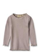 Rib T-Shirt L/S Reese Tops T-shirts Long-sleeved T-shirts Purple Wheat