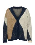 Carnoeme Jq Ls Life Cardi V-Neck Knt Tops Knitwear Cardigans Navy ONLY...