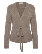 Slfgabella Ls Knit Belt Cardigan Tops Knitwear Cardigans Beige Selecte...