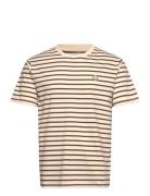 Wwace Badge T-Shirt Tops T-shirts Short-sleeved Beige WOOD WOOD