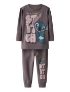 Nmfolina Stitch Ls Nightset Wdi Pyjamasetti Pyjama Brown Name It