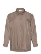Kcada Shirt Tops Shirts Long-sleeved Beige Kaffe Curve