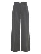 High Waisted Wide Leg Twill Trousers Bottoms Trousers Wide Leg Grey Mo...
