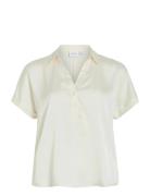 Vienna Ravenna S/S Top - Noos Tops Shirts Short-sleeved Cream Vila