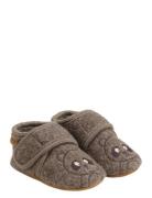 Wool Slippers W. Embroidery Aamutossut Sisäkengät Brown En Fant